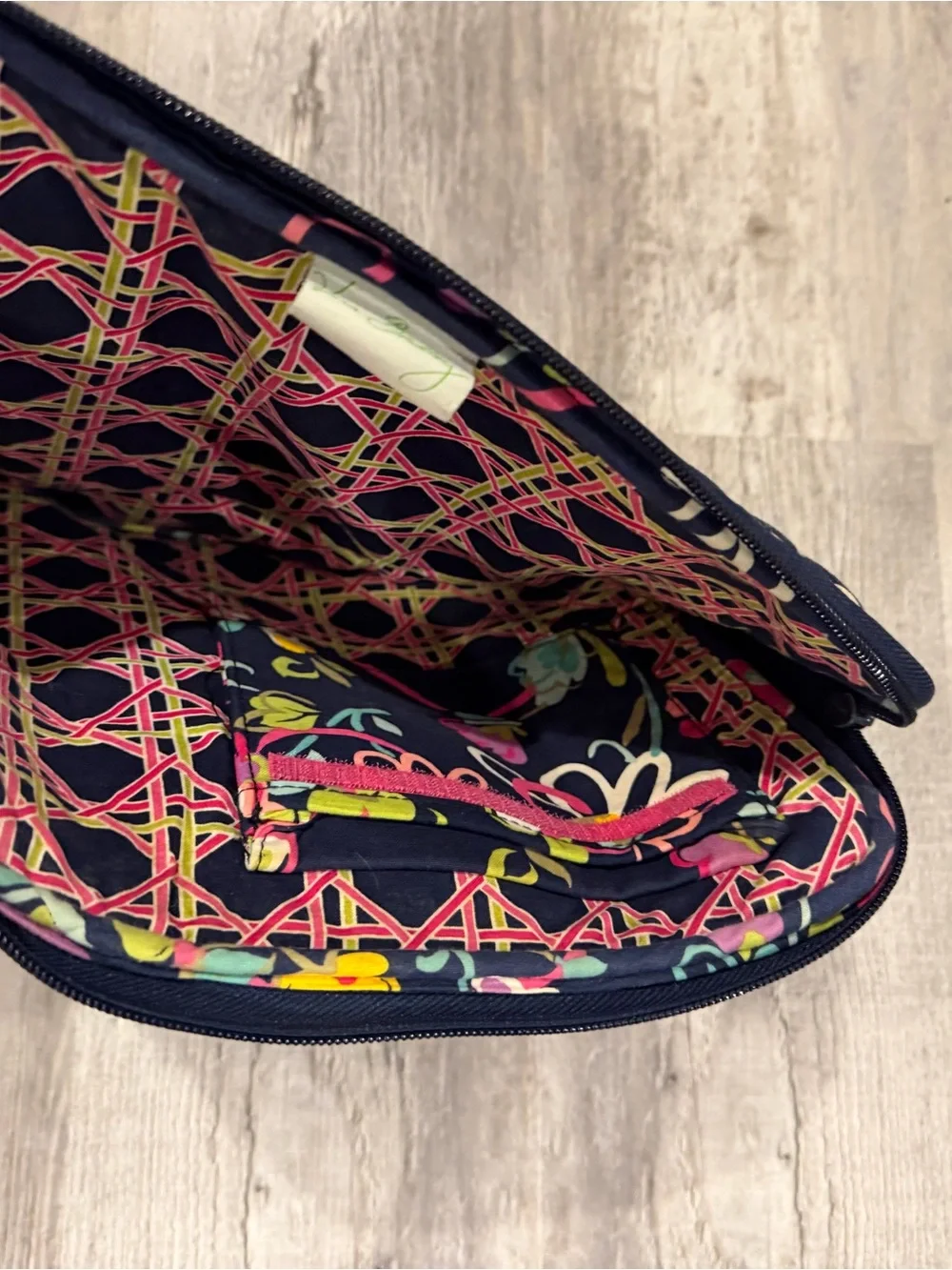 Vera Bradley Navy Quilted Floral Organizer Pouch